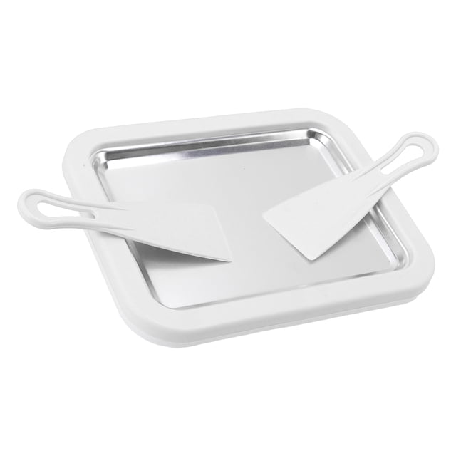 Máquina Para Hacer Helados Enrollados, Anillos De Mano Anticongelantes, Placa Para Rodillo De Helado, Tamaño Grande, No Requiere Enchufe, Acero Inoxidable Con Pala De Plástico