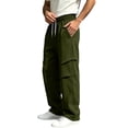 thumbnail image 2 of WIZUTIZ Men's Pleated Wide Leg Pants Elastic Drawstring Waist Relaxed Fit Solid Color Casual Track Trousers, 2 of 9