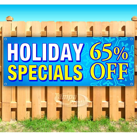 Holiday Specials 65% 13 oz Vinyl Banner With Metal Grommets