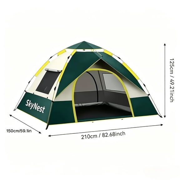 AMYAD Automatic Pop-Up Camping Tent – 1–4 Person All-Season Lightweight Tent with Dual Doors & Mesh Windows for Hiking, Camping & Outdoor Travel