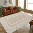 thumbnail image 3 of FairOnly 5'x7'Modern Machine Washable Stain Resistant Area Rug for Living Room Non Slip Soft Low Pile Floor Cover for Bedroom Kitchen,Light Brown, 3 of 7