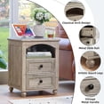 thumbnail image 5 of Joaxswe Farmhouse Coffee Table Set of 3, Wooden Living Room Center Table & 2 Nightstands with USB Ports, 3 Pieces Tea Table Set for Home, Office, Grey, 5 of 9
