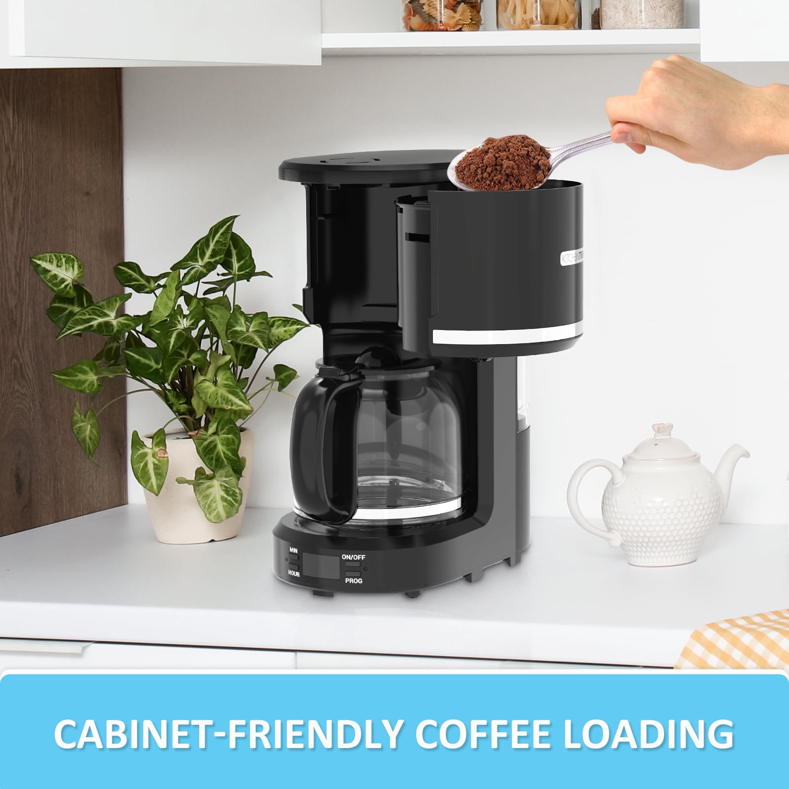 12-Cup Programmable Coffee Maker Removable Water Reservoir Drip Coffee Maker