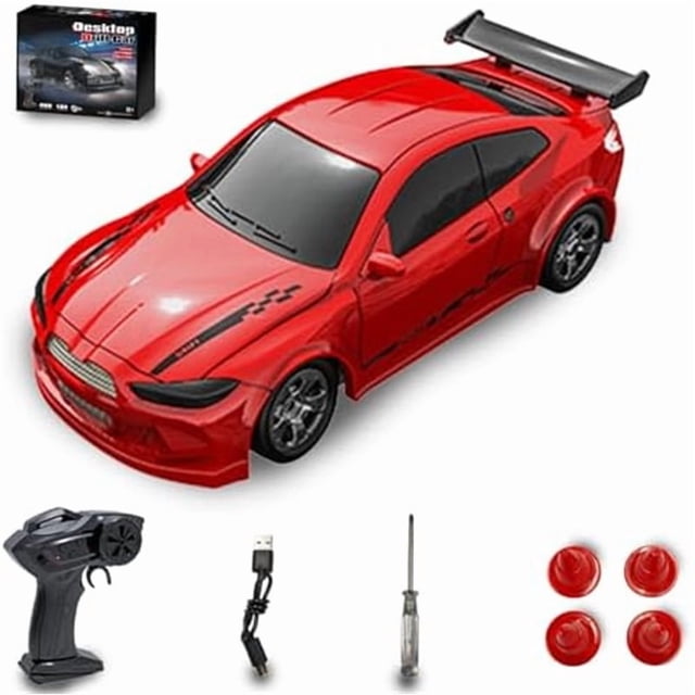 Mini 1/64 Scale RC Drift Car - 4WD Proportional Control, Licensed Model for Indoor Desktop Drifting