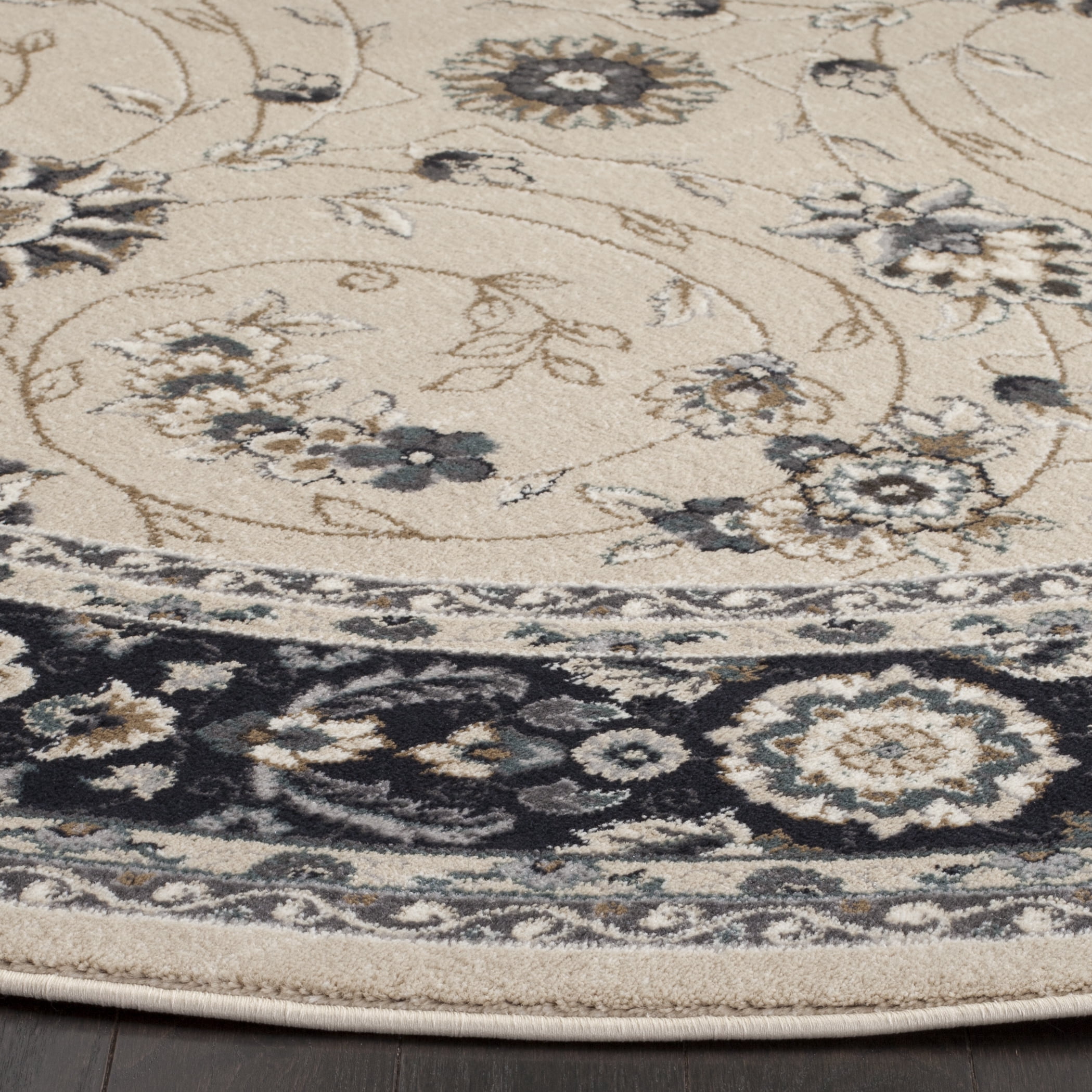 Safavieh Lyndhurst Janel Floral Area Rug, Light Beige/Anthracite, 3'3" x 3'3" Round