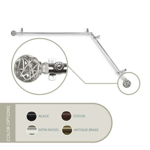 13/16 inch Ruston Corner Window Curtain Rod 28-48" - Satin Nickel