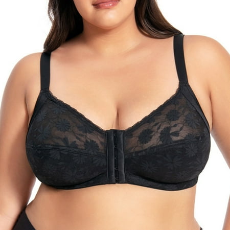Ndbuld Bras for Women Bras for Women No Underwire Women s Plus Size Adjustable Front Buckle without Steel Ring Thin Back Pressure Reducing and Adjustable Bra Sales Today Clearance M Black