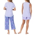 thumbnail image 2 of Carole Hochman Women's 4-Piece 100% Cotton Pajama Set – V-Neck T-Shirt, Tank, Capri Pants & Shorts with Drawstring & Pockets, Periwinkle, X-Large, 2 of 2