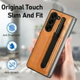 thumbnail image 5 of Allytech Galaxy Z Fold5 Case with S Pen Holder, Samsung Z Fold5 Cover, Premium PU Leather Retro Business Type Cover Anti-Scratch Drop Protection Phone Case for Samsung Galaxy Z Fold 5 - Yellow, 5 of 9