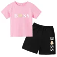 thumbnail image 3 of Ropa de marca para niños de 3 a 13 años, conjunto de 2 piezas de camiseta y pantalones cortos de algodón de manga corta con estampado para niño o niña, conjunto deportivo y de ocio, 3 of 5
