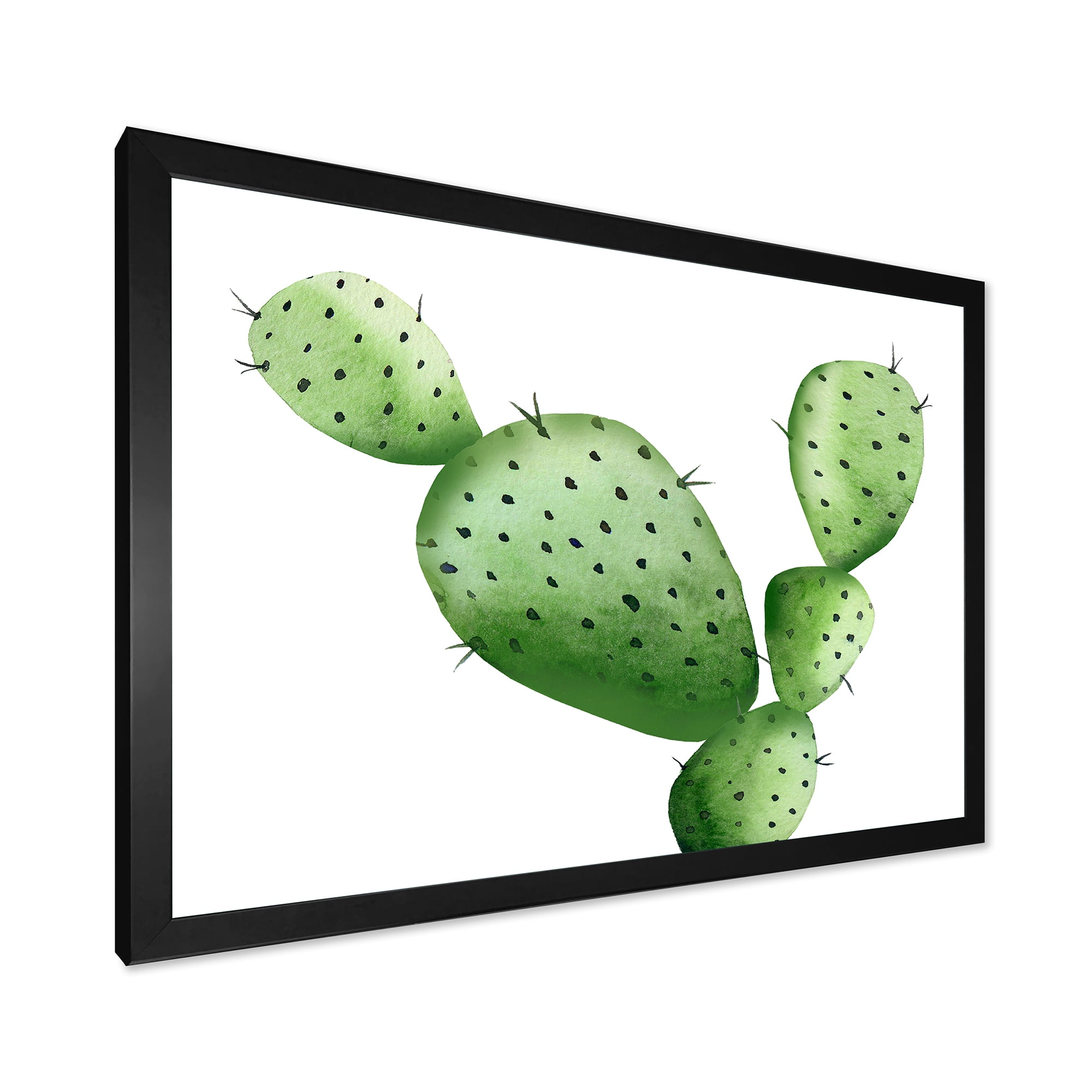 Designart 'Close Up Green Southwestern Cactus' Tropical Framed Art Print