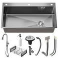 thumbnail image 3 of AMENDPATURE 32-inch Drop-In Kitchen Sink,Stainless Steel with Nano-Coating,Single Bowl,Including Accessories，Net Content: 17LB, 3 of 8