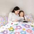 thumbnail image 4 of Homewish Romantic Floral Print Twin Comforter Sets,Rainbow Flowers Blossom Bedding Set,Purple,Polkadot Reversible,2pcs,1 Comforter and 1 Pillowcase, 4 of 7