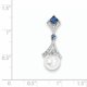 925 Argent Sterling Rhodium Plaqué Diamant Créé Saphir Eau Douce Cultivé Pendentif Perle – image 2 sur 2