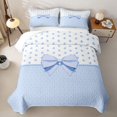 thumbnail image 2 of Erosebridal Blue Princess Bow Quilt King, Cute Cartoon Polkadots King Coverlet Set for Boys Girls Teens, 3 Pieces, 2 of 7
