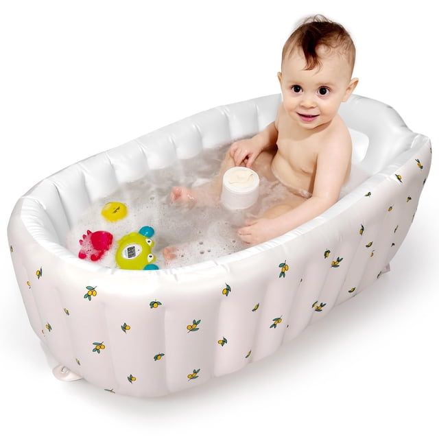 Bañera inflable para bebés, visón, de recién nacido a niño pequeño con bomba de aire