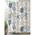 thumbnail image 2 of Fsddascl Blue Grey Coastal Shower Curtain Set - 48" x 72" Washable Bathtub Curtain with 12 Hooks, Rustic Ocean Starfish Shell Seahorse Waterproof Fabric Stall Shower Curtains for Bathroom/Bathtub, 2 of 6