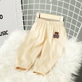 thumbnail image 2 of VERUGU Toddler Boys Girls Spring Summer Pants Elastic Waist Bear Print Sleepwear Casual Solid Color Long Pants Beige 9 Months, 2 of 4