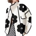 thumbnail image 2 of Women Floral Print Long Sleeve Button Up Stand Collar Jacket Coat for Autumn Winter White S, 2 of 5