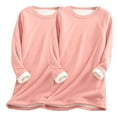 thumbnail image 2 of Feancey 2 Pack Women Crewneck Sweatshirt Winter Plus Size Fleece Lined Pajama Tops Solid Color Casual Long Sleeve Thermal Pullover Pink 5XL, 2 of 4