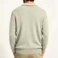 thumbnail image 5 of Men’s Long Sleeve Sweater Open V‑Neck Half Placket Textured Cable Knit Pullover Casual Relaxed Fit Collared Top, 5 of 8