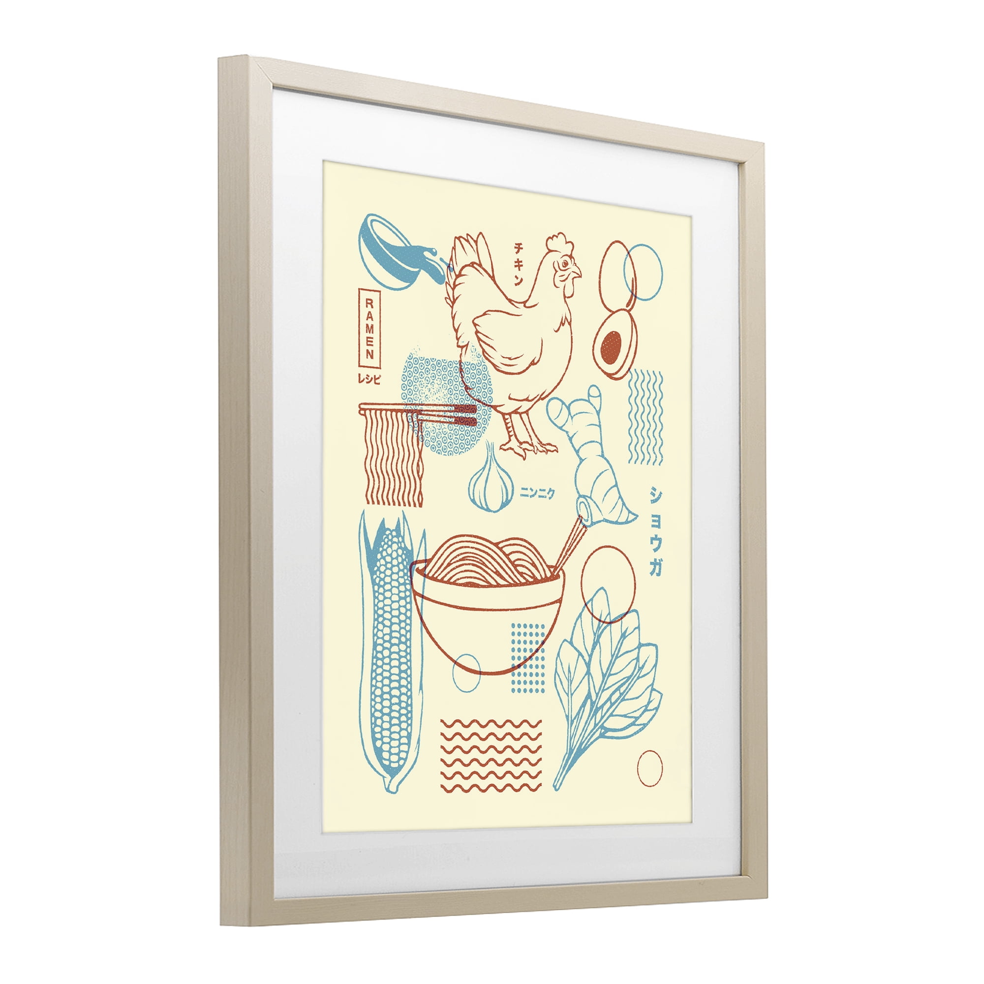 Stupell Industries Minimalist Ramen Ingredients Birch Framed Print Under Glass, design by Tobe Fonseca