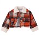 thumbnail image 1 of Abrigo De Invierno Para Niños Pequeños, Chaquetas De Abrigo Para Niñas, Moda Para Niños, Cuello De Lana De Retazos A Cuadros Cálidos Con Sombrero, Chaqueta, Abrigo Rojo Odeerbi LM103-5142, 1 of 7
