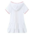 thumbnail image 3 of Girls Swim Cover Up Beach Swimsuit Coverup Hooded Terry Zip-Up Bathing Suit Short Sleeve Robe, 3 of 8