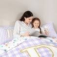 thumbnail image 4 of Castle Fairy Gold Letter R Queen Comforter Set 3pcs for Girls,Geometric Checkered Bedding Comforter Set, 4 of 6