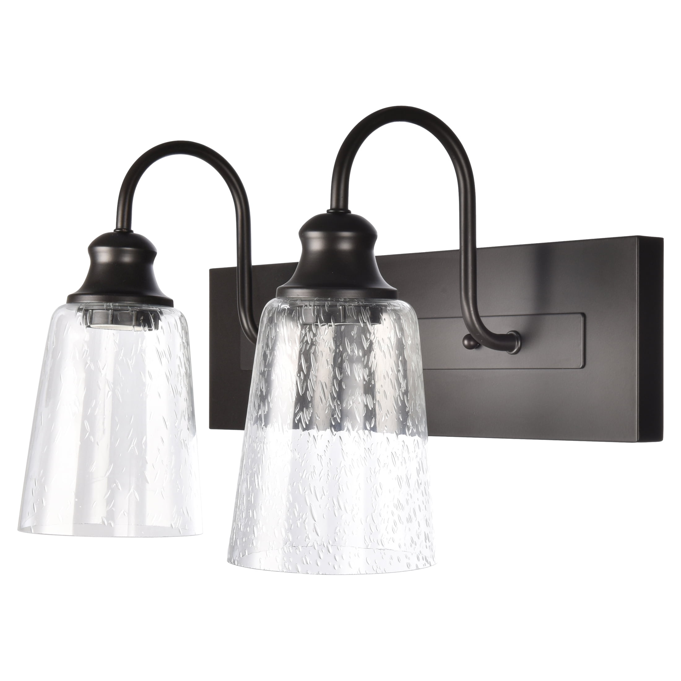 (2 pack) Better Homes & Gardens 16" Farmhouse 2-Light Bronze Vanity Light, Metal Fixture Seeded Glass Shades