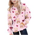thumbnail image 1 of Sudadera con capucha para niña, para el Día de San Valentín, con estampado de color, de manga larga, informal, deportiva, con capucha, de manga larga, con inserciones en los hombros, blusa de poliéste, 1 of 6