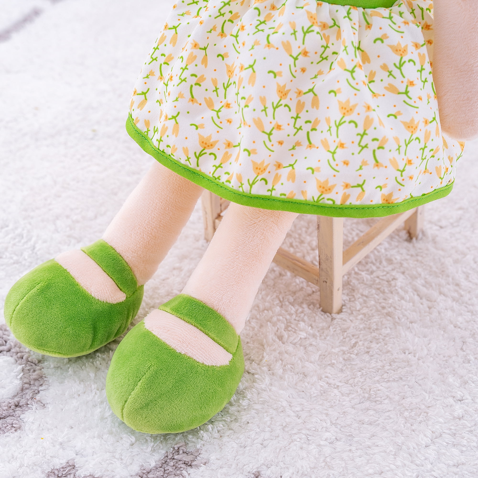 Gloveleya Baby Girl Gifts Plush Dolls Type Soft Girls Toy Green Flower Fairy Dress 16 inches
