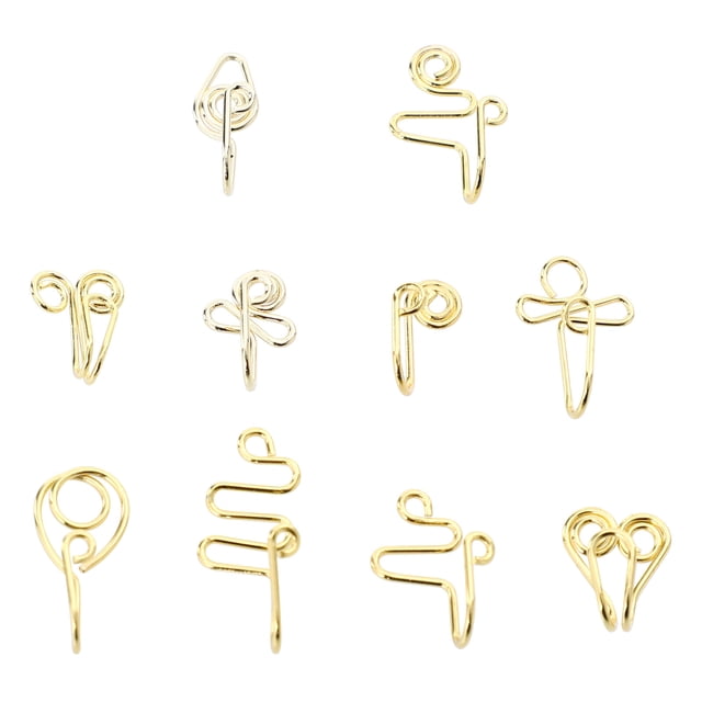 10 Pcs Anneaux de Nez en Acier Inoxydable Faux Clous de Nez Bijoux Sans Perçage