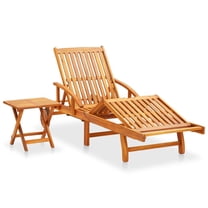 vidaXL Patio Sun Lounger with Table and Cushion Solid Acacia Wood