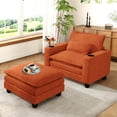 thumbnail image 2 of Lunale Oversized Lounge Chair & Ottoman Set - 45.5" Cloud Corduroy Accent Armchair with USB/Cup Holder for Modern Living/Bedroom, Orange Red, 2 of 8
