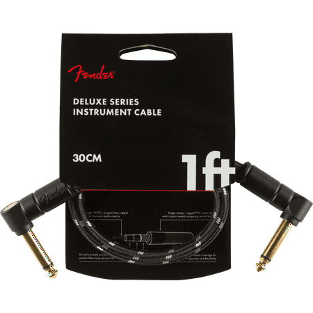 Genuine Fender® 1' Deluxe Series Instrument Cable Black Tweed 0990820095 1 foot