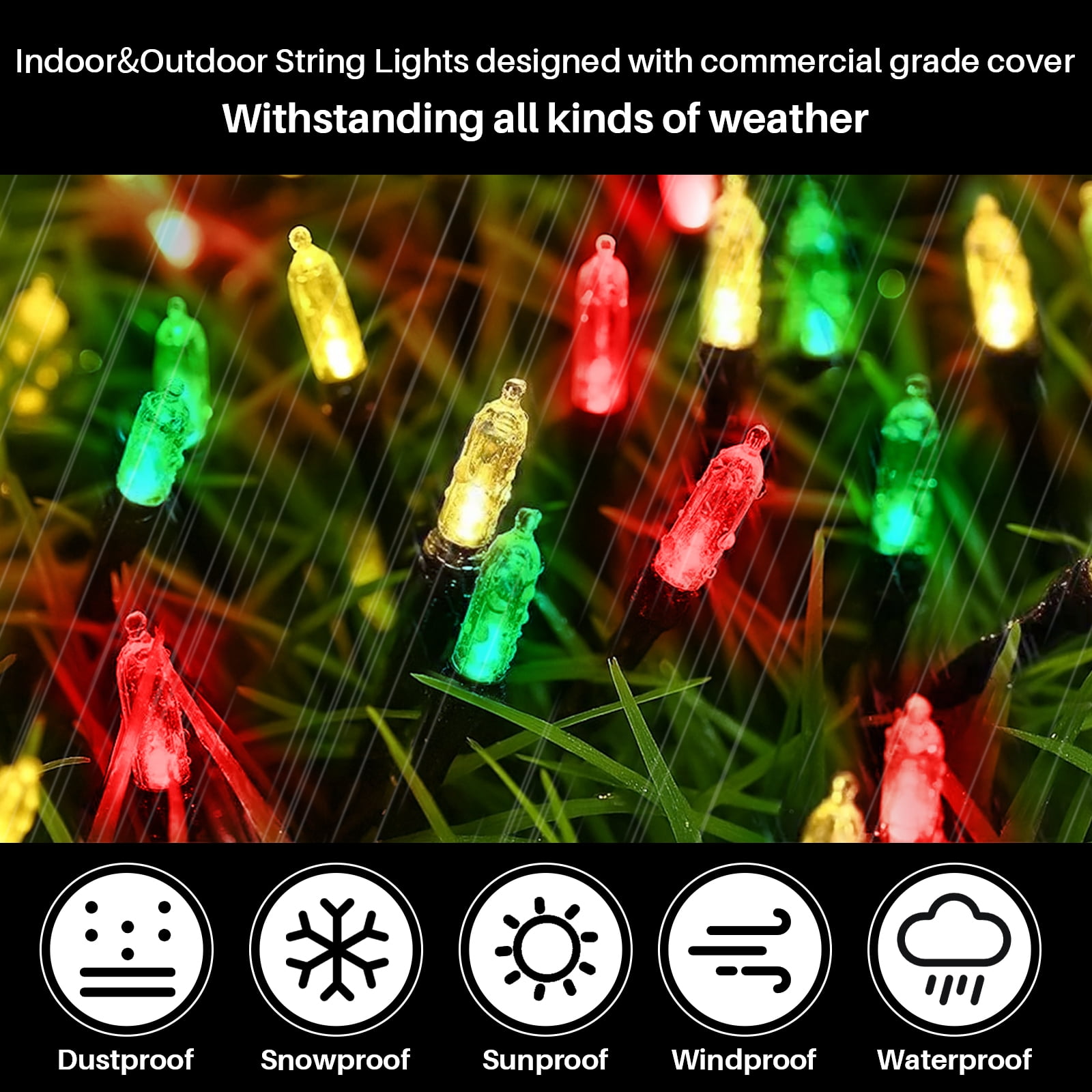 2 Pack Red Green White Christmas Mini Lights, 32.5FT 100 LED Clear Bulbs String Lights with 16 Light Modes, Fairy Lights Plug in for Outdoor Xmas Trees Garland Wreath Holiday Decorations