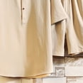 thumbnail image 3 of Two Piece Pants Sets Mens Two Piece Solid Cotton Linen Short Sleeve V Neck Tops and Shorts Set, 3 of 8