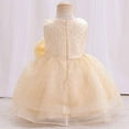 thumbnail image 5 of USNSM (0-3 Years) Toddler Baby Girls Sleeveless Bow Lace Mesh Dress Casual Fashion Soft Comfy Princess Dress Beige 2-3 Years, 5 of 9