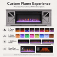 thumbnail image 6 of 75" Fireplace TV Stand for TVs up to 80", Entertainment Center with 44" Electric Fireplace, 1500W Infrared Quartz Heater, Remote Control and Timer, TV Media Console Cabinet  w/2 Doors & Shelves, 6 of 9
