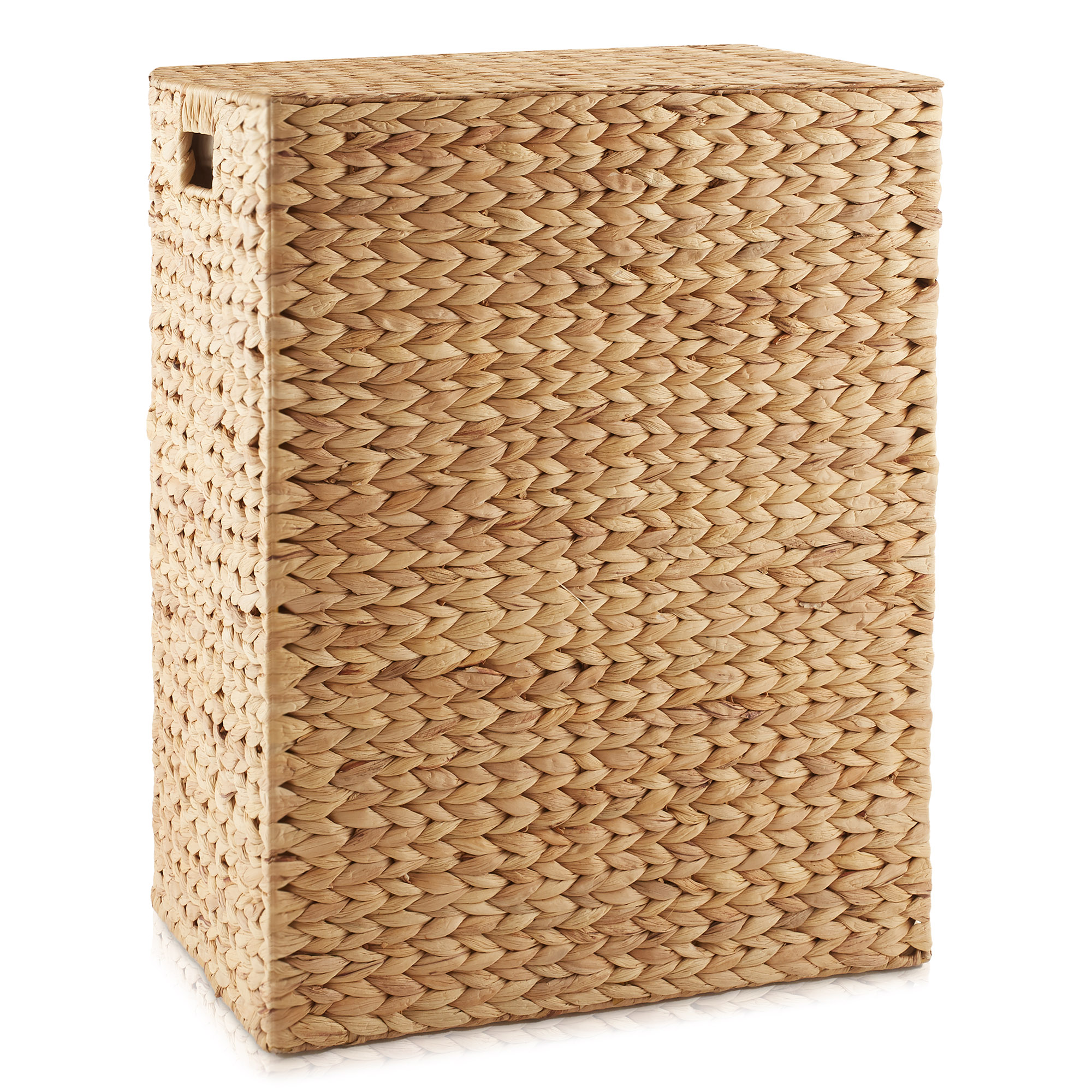 Casafield Large Laundry Hamper with Lid and Removable Liner Bag - Natural, Woven Water Hyacinth Laundry Basket for Clothes