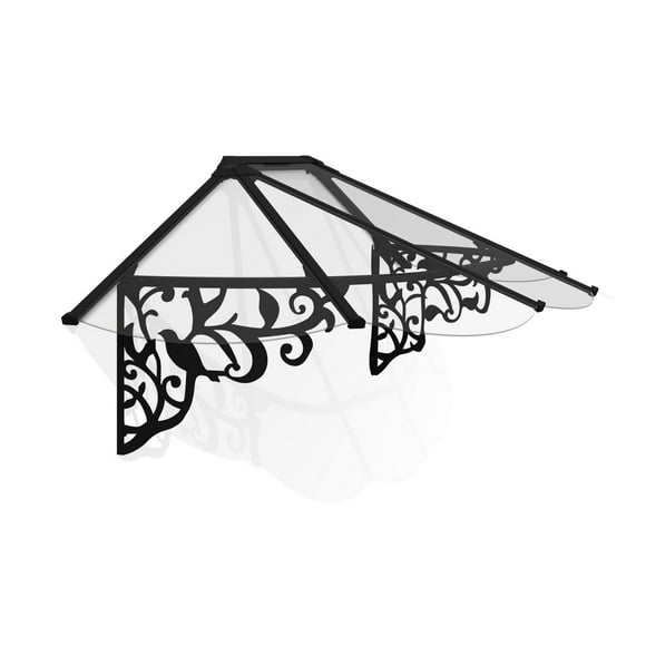 CANOPIA by PALRAM Lily Auvent fixe pour porte et fenêtre, 3 pi x 7 pi, noir