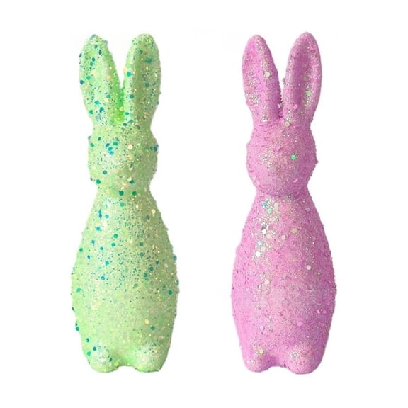 Easter Bunny Figurine Pair Cute Rabbit for Tabletop Display and Home Ornament