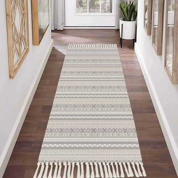 Moroccan Washable Runner Rug 2x6 Vintage Beige Neutral Boho Runners for Hallways Kitchen Rugs Soft Print Distressed Geometric Floor Carpet Runner for Bedroom Laundry