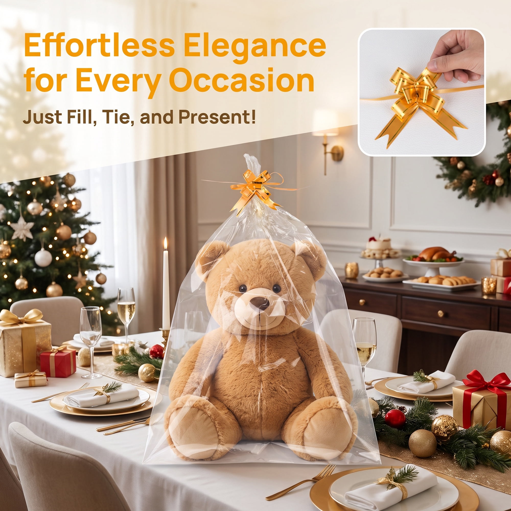 Unique Bargains 10Pcs Premium Present Bags for Gift Basket Clear 11.8" x 17.7"