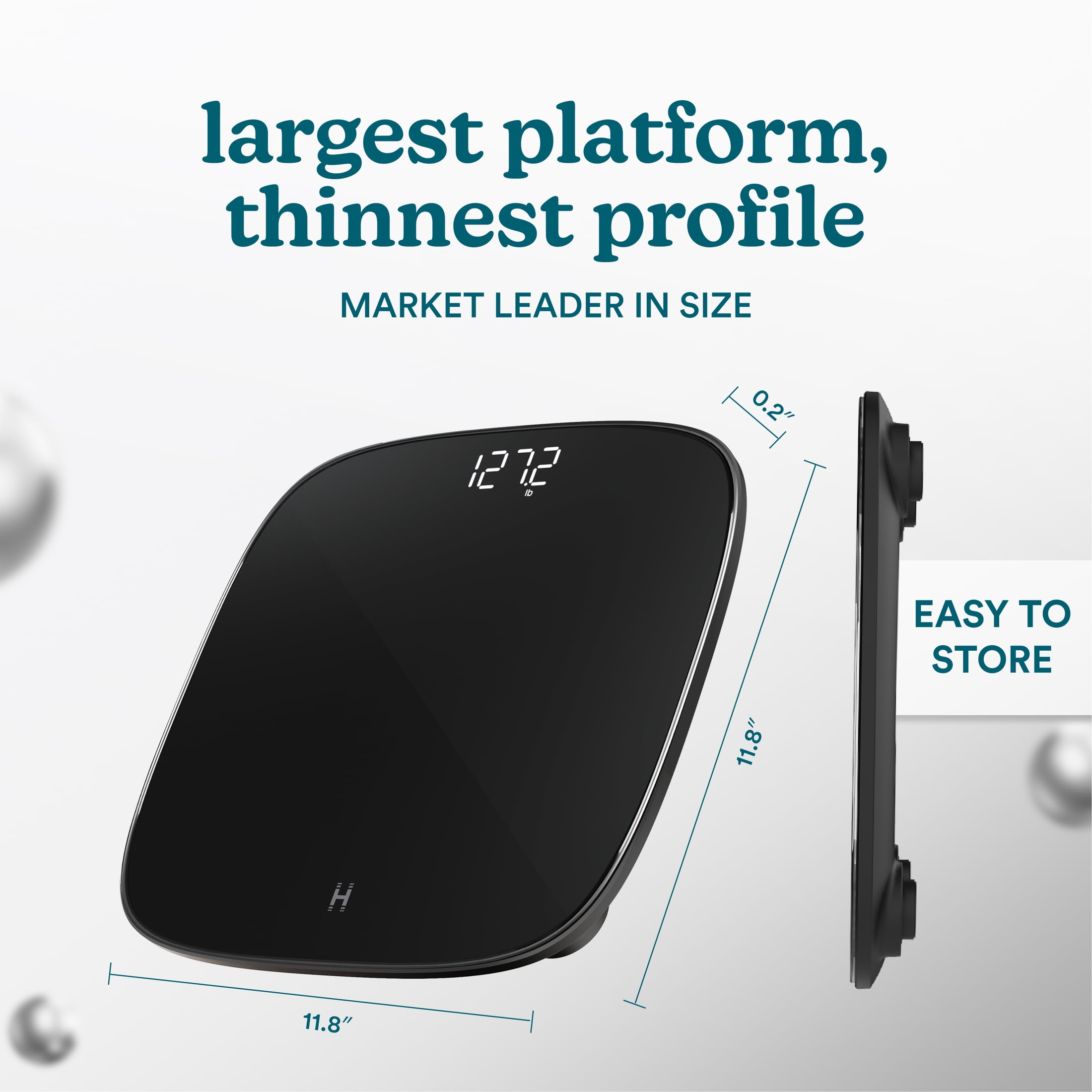 Homedics Essential Glo, Digital Bathroom Scale, Motion-Sensing Ambient Center Illumination, Sleek Tempered Glass, High-Precision Weight Measurement Up to 400 lbs, Sustainable Design, Black