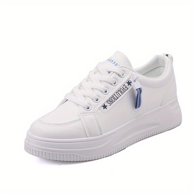 Zapatillas con cordones y plataforma para mujer, zapatos informales de color liso con parte superior baja, calzado para mujer