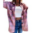 thumbnail image 4 of Kiapeise Womens Shirt Flannel Casual Long Sleeve Fall Blouse Tops with Check Pattern Pockets, 4 of 6