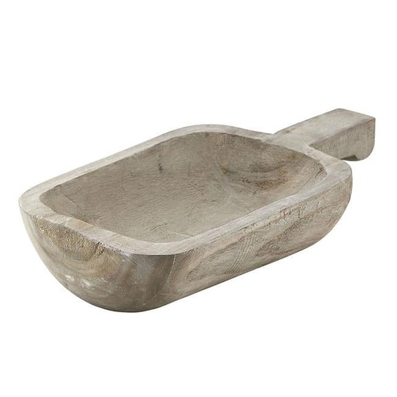 Creative Brands D3686 Paulownia Bowl with Handle Tray, Grey