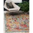 thumbnail image 2 of 5' x 8' Blue and Red Geometric Rectangular Area Throw Rug, 2 of 8